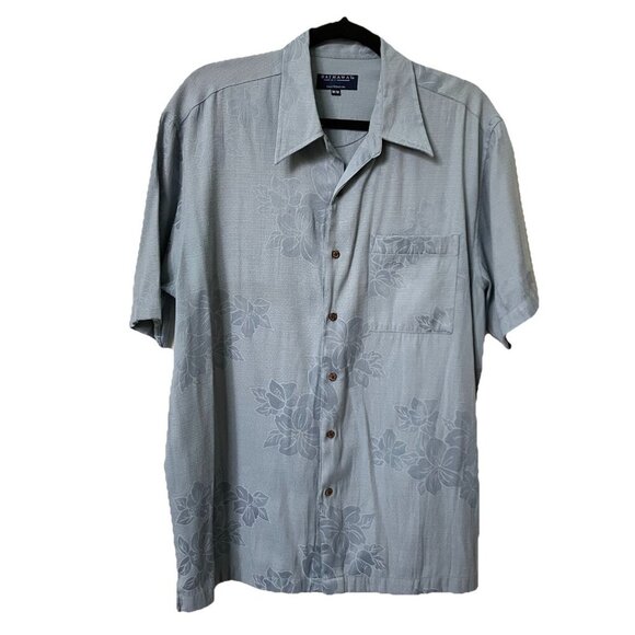 Hathaway Hawaiian Shirt Mens M Rayon Blend Blue Magnum Style Camp Button Up - Picture 1 of 8